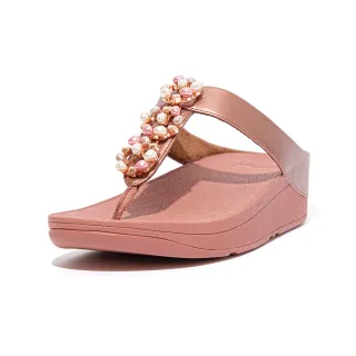 【FitFlop】FINO PEARL-CHAIN TOE-POST SANDALS 立體珠飾花圈設計夾腳涼鞋-女(玫瑰色)