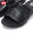 【FitFlop】H-BAR LASER-CUT LEATHER SLIDES 簍空雷射雕刻設計皮革H型夾腳涼鞋-女(靓黑色)