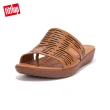 【FitFlop】H-BAR LASER-CUT LEATHER SLIDES 簍空雷射雕刻設計皮革H型夾腳涼鞋-女(淺褐色)