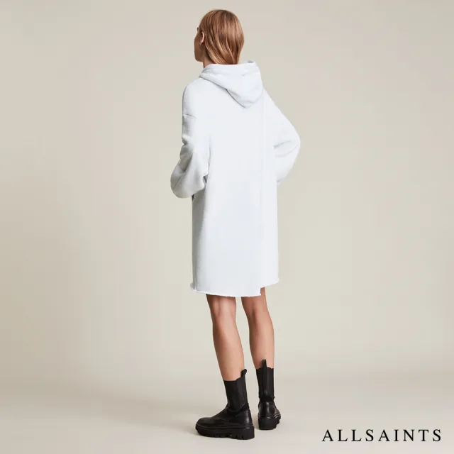 【ALLSAINTS】LILA 純棉厚實口袋連帽衛衣式洋裝-白(舒適版型)