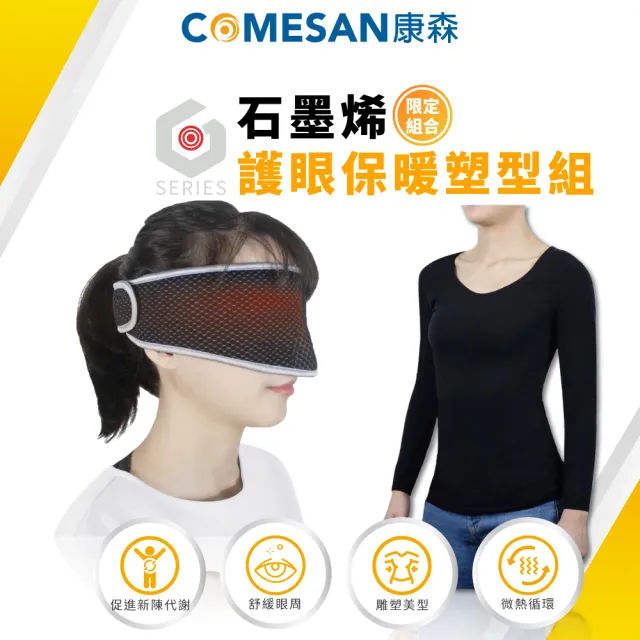 【COMESAN 康森】石墨烯護眼機能塑型組(塑型衣 機能衣 舒緩眼罩 台灣製造)