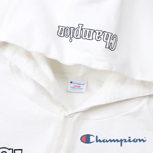 【Champion】官方直營-Campus Logo長袖連帽Tee-男(白色)