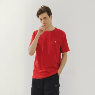 【Hang Ten】男裝-BCI純棉經典腳丫圓領短袖T恤(紅)