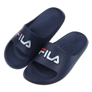【布布童鞋】FILA銀字深藍色中童運動拖鞋(P2B32WB)