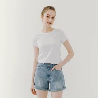 【Hang Ten】女裝-BCI純棉經典腳丫圓領短袖T恤(白)
