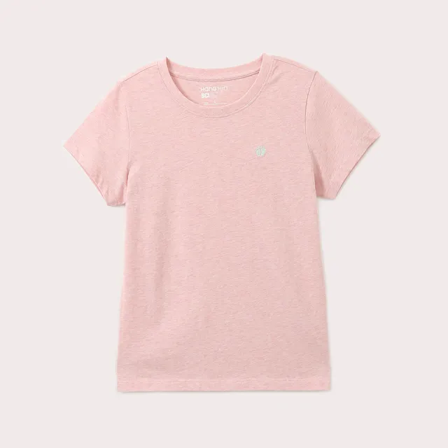 【Hang Ten】女裝-BCI純棉經典腳丫圓領短袖T恤(花紗粉)