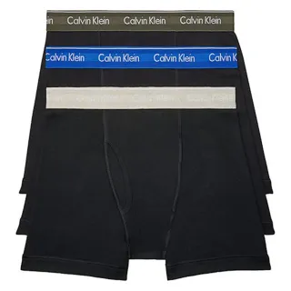 【Calvin Klein 凱文克萊】2022男彩色褲頭黑色四角內著修飾混搭3件組-網(預購)