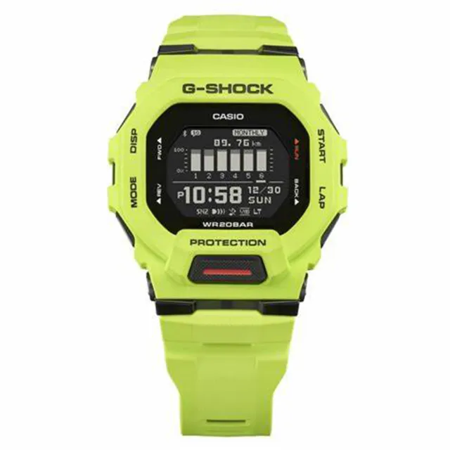 【CASIO 卡西歐】G-SHOCK 智慧型藍芽錶款G-SQUAD系列/46mm/黃(GBD-200-9)