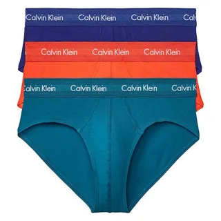 【Calvin Klein 凱文克萊】2022男棉質橘藍色三角內著混搭3件組-網(預購)