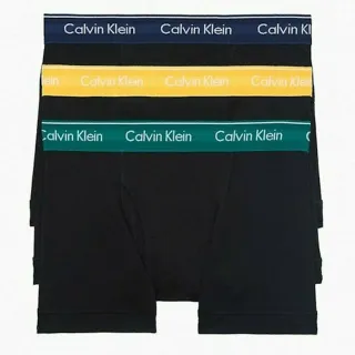 【Calvin Klein 凱文克萊】2022男時尚彩色褲頭黑色四角內著修飾混搭3件組-網(預購)