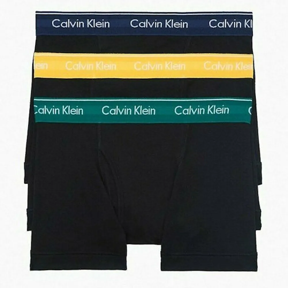 【Calvin Klein 凱文克萊】2022男時尚彩色褲頭黑色四角內著修飾混搭3件組-網(預購)