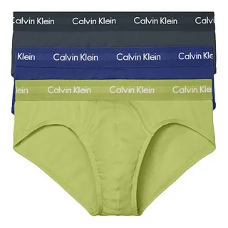 【Calvin Klein 凱文克萊】2022男棉質黑藍綠色三角內著混搭3件組-網(預購)
