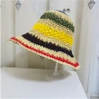 【MGSHOP】日系手工紙草編織草帽 遮陽帽 海灘帽(彩色條紋款/2色)