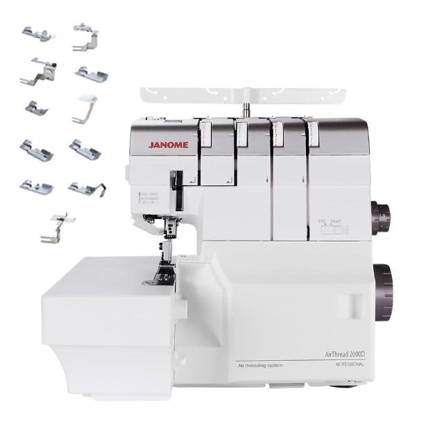 【JANOME 車樂美】氣動式拷克機加送11件壓布腳組合(2000D)