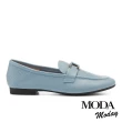【MODA Moday】質感菱格壓紋牛皮樂福低跟鞋(藍)