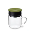 【PO:】2入組手沖咖啡(咖啡玻璃杯350ml-黑紅+咖啡玻璃杯240ml-橄欖綠)