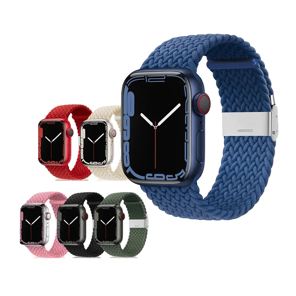【ANTIAN】Apple Watch Ultra 2 Series 9/8/7/SE/6/5/4 單色編織尼龍卡扣錶帶  38/40/41mm42/44/45/49mm