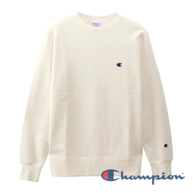 【Champion】官方直營-BASIC內刷毛長袖大學TEE-男(白色)