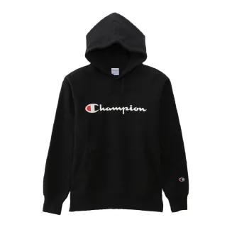 【Champion】官方直營-BASIC草寫Logo連帽長袖Tee-男(黑色)