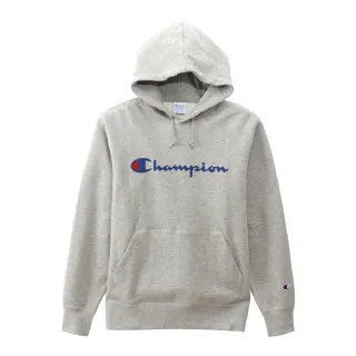 【Champion】官方直營-BASIC草寫Logo連帽長袖Tee-男(灰色)