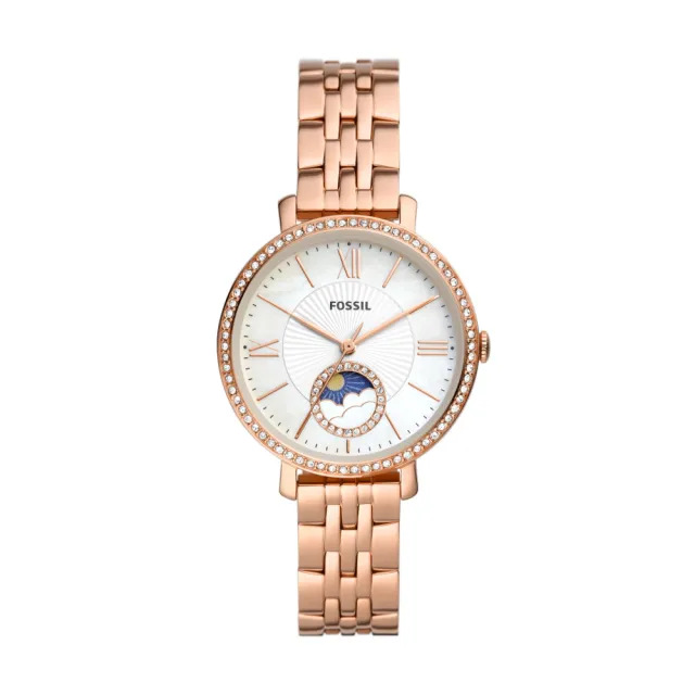 【FOSSIL】古典晶鑽月相玫瑰金腕錶實體門市同步服務(ES5165)