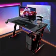 【居家生活Easy Buy】戰神RGB酷炫燈光碳纖桌面電競桌120CM(電腦桌 遊戲桌 辦公桌 Z型鋼架 工作桌)