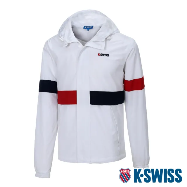 【K-SWISS】抗UV防風外套 Vintage Windbreaker-男-白(106128-100)