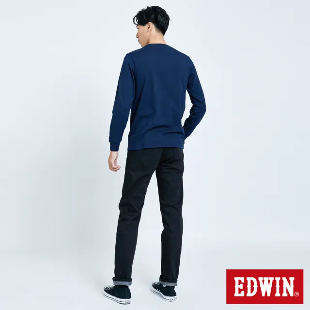 【EDWIN】男裝 口袋小LOGO長袖T恤(丈青色)