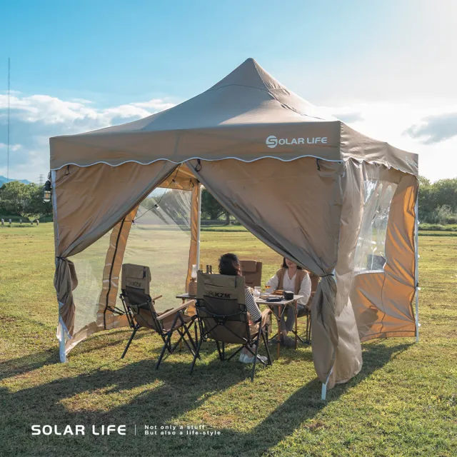 【索樂生活】Solar Life 頂級客廳帳限定全套組 永久保修 速搭炊事帳篷 附收納袋(27秒帳 遮陽遮雨棚)