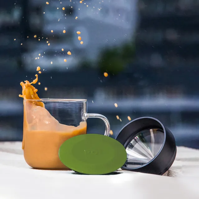 【PO:】2入組手沖咖啡(咖啡玻璃杯350ml-黑綠+咖啡玻璃杯240ml-橄欖綠)