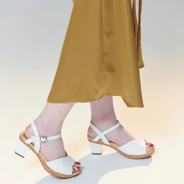 【Kimo】簡約氣質山羊皮繫帶涼鞋 女鞋(純淨白 KBASF106090)