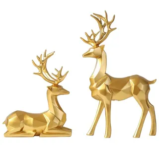 【lussuoso】金色對鹿(居家擺飾 奢華 典雅 擺飾 金色鹿)