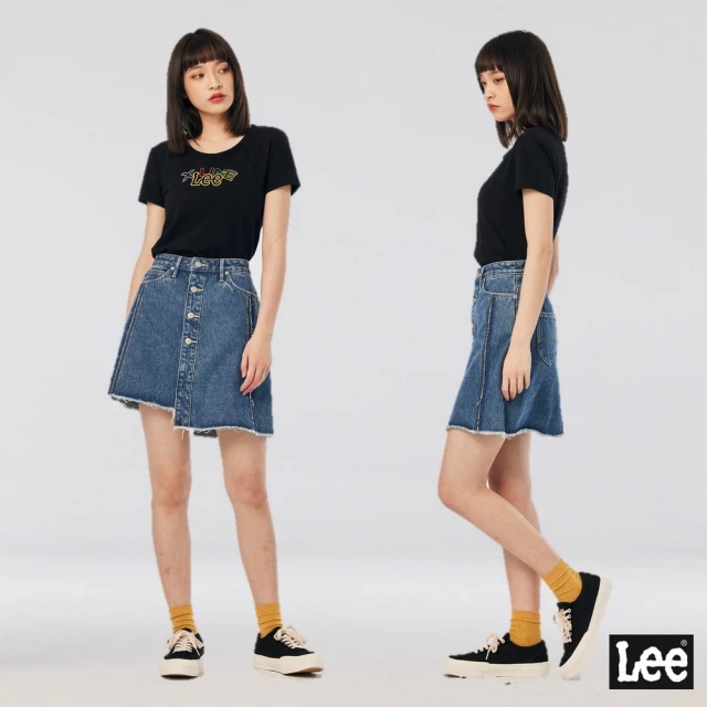 【Lee 官方旗艦】女裝 牛仔短裙 / 不對襯下擺 深藍洗水(LL220162182)