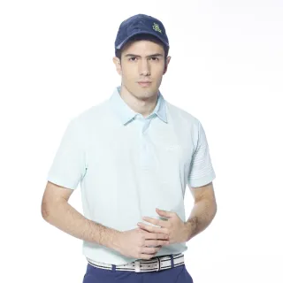 【Lynx Golf】男款吸排透氣易溶紗材質3M反光印花短袖POLO衫/高爾夫球衫(湖水綠色)