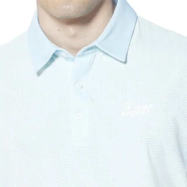 【Lynx Golf】男款吸排透氣易溶紗材質3M反光印花短袖POLO衫/高爾夫球衫(湖水綠色)