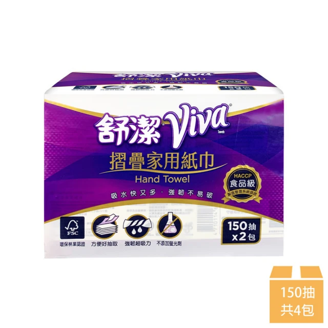 Kleenex 舒潔 VIVA摺疊紙巾 150張x2包x2串