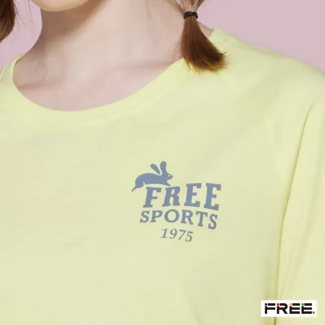 【FREE】經典FS胸前小兔logo拉克蘭袖圓領棉T(3色)