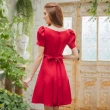 【OMUSES】方領壓褶訂製款紅色短禮服18-2111(S-3L)