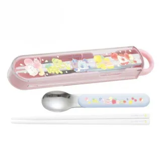 【小禮堂】角落生物 筷匙組附餐具盒 Ag+ 《粉水果款》(平輸品)