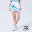 【KING GOLF】網路獨賣款-速達-女款撞色賽車條紋印圖KG刺繡彈性修身A LINE短裙(白色)