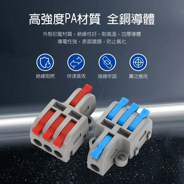 【青禾坊】拼接式一進三出快接頭/快速接線/電線接頭/接線端子/電火布(20顆)