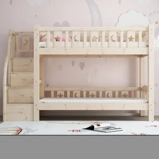 【HABABY】兒童雙層床 一體同寬階梯款-標準單人 升級上漆(上下鋪、成長床 、雙層床、兒童床架、台灣製)