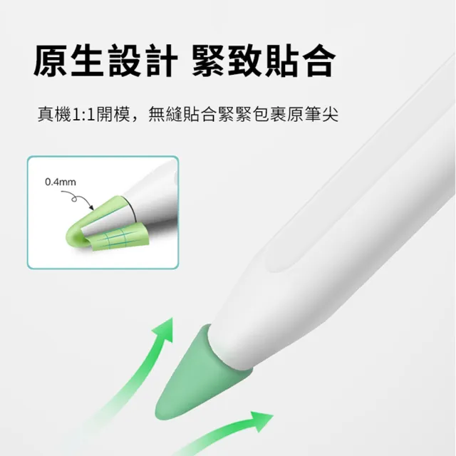 【ANTIAN】Apple Pencil 矽膠筆尖套 防滑耐磨靜音筆套 筆頭保護套 （8色入）混色款