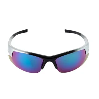 【Z-POLS】帥氣運動型質感黑銀漸層框搭配七彩電鍍鏡面帥氣運動太陽眼鏡(抗紫外線UV400 可配度數設計)