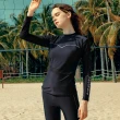 【Heatwave 熱浪】泳衣女多件套長袖水母衣黑色保守遮肚運動兩截式衝浪大碼游泳裝(83025)