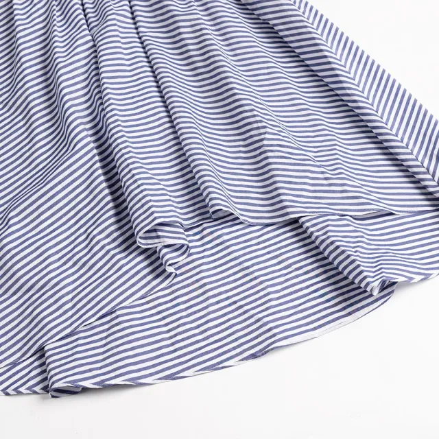 【OUWEY 歐薇】夏日浪漫條紋後縷空蕾絲造型無袖洋裝3222397712(深藍)