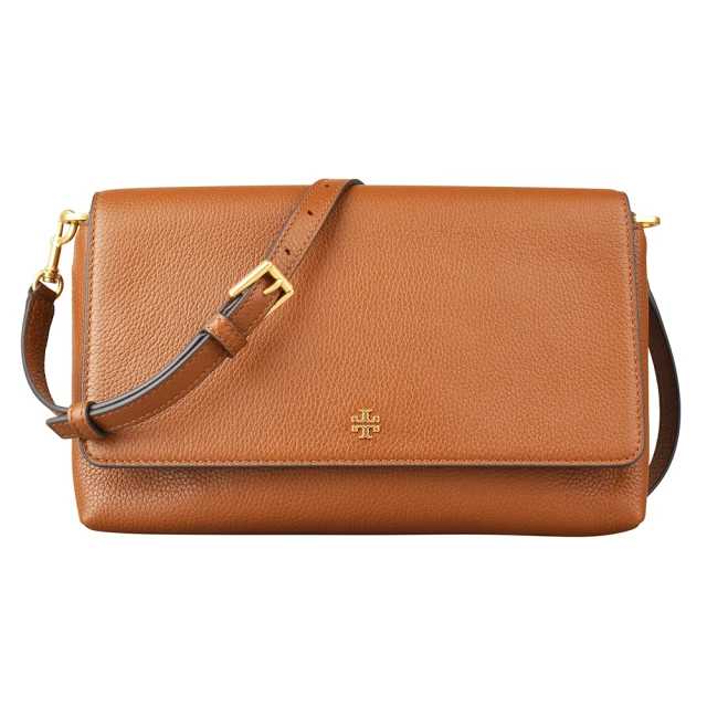 【TORY BURCH】EMERSON金字小LOGO斜背包(棕)