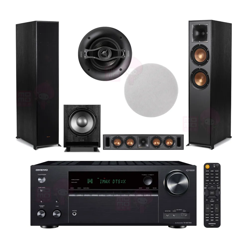 【ONKYO】TX-NR7100+R-625FA+R-34C+ICQ62+Mission MS-450(擴大機+落地喇叭+中置+一對 嵌入式+重低音)