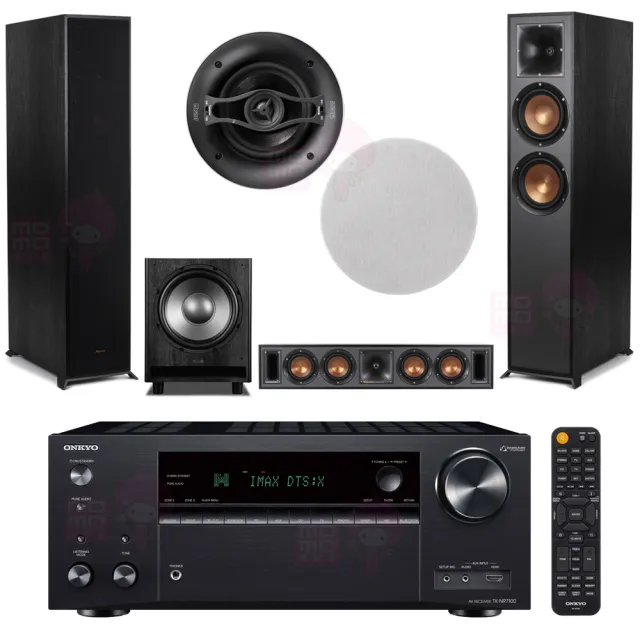 【ONKYO】TX-NR7100+R-625FA+R-34C+ICQ62+Mission MS-450(擴大機+落地喇叭+中置+一對 嵌入式+重低音)