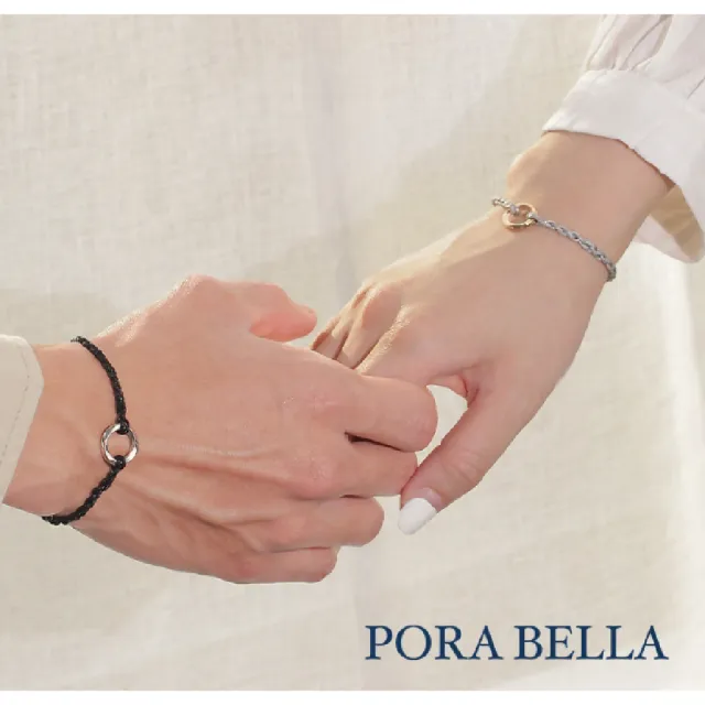 【Porabella】925純銀 純銀手鍊 環扣編織情侶手鏈 編織純銀 情人節禮物 情侶對鍊 告白 銀飾 Bracelet